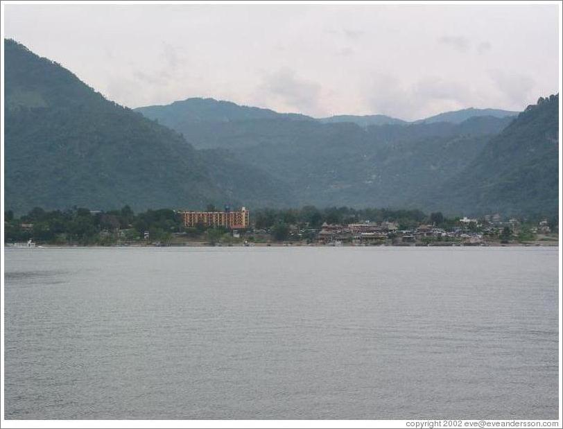 Panajachel, viewed from Lago de Atitl&aacute;n.