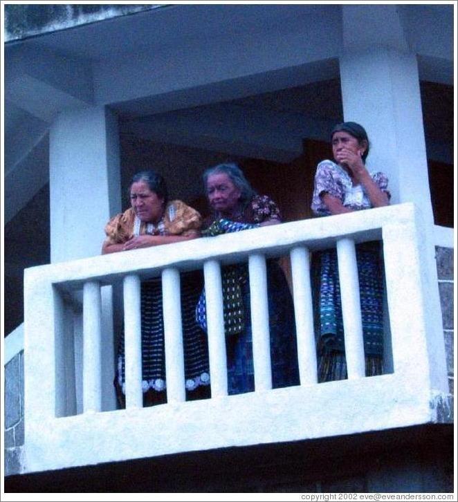 Three women on balcony, San Pedro.