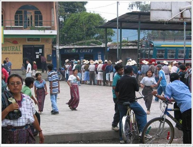 Line of men waiting, Santiago.