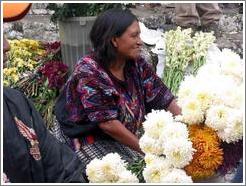 Woman selling flowers.
