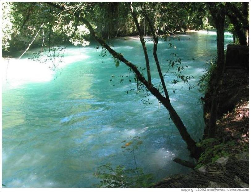 River exiting the Lanqu&iacute;n caves.