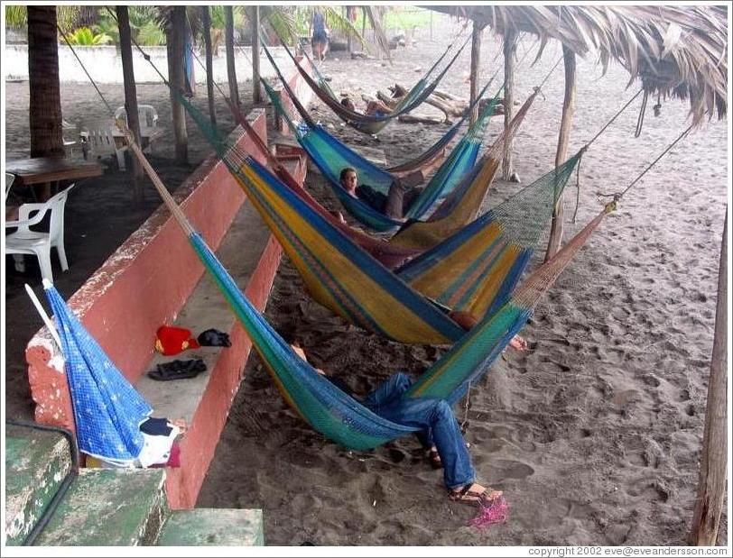 Monterrico beach.  Hammocks.