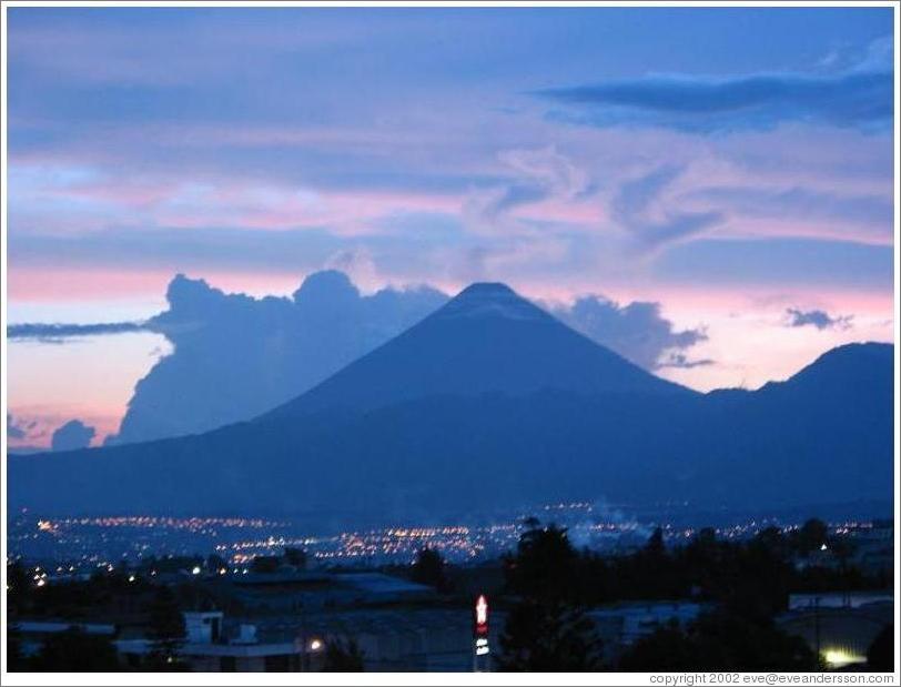 The view of Volcan Agua from my apartment in Guatemala.