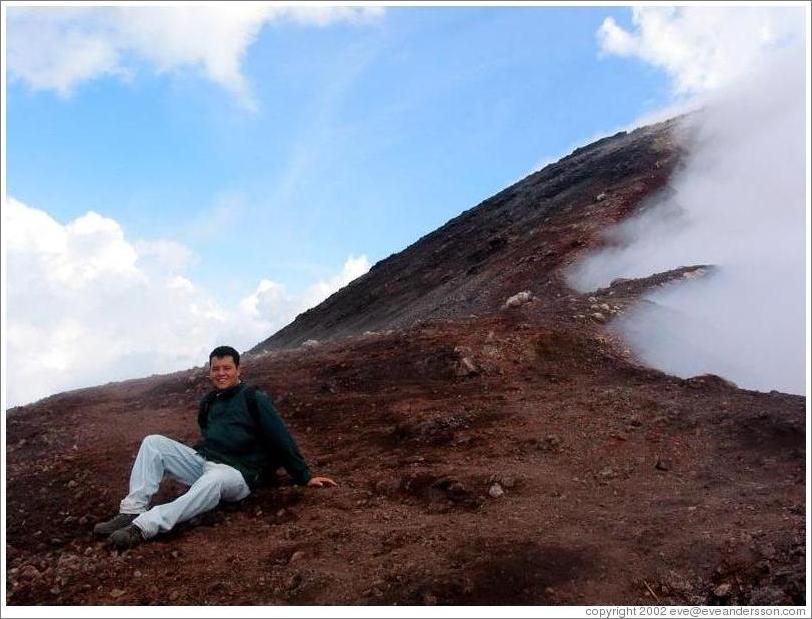 Alejandro resting at the top of Volcan Pacaya.