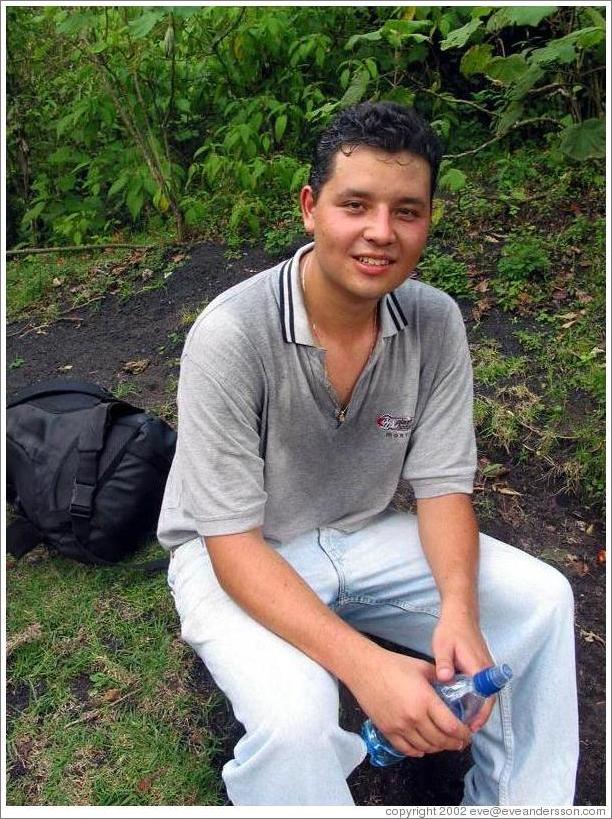 Alejandro resting on the way up Volcan Pacaya.