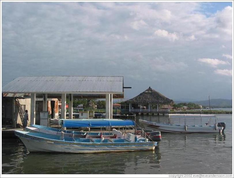 Boat at gas station.