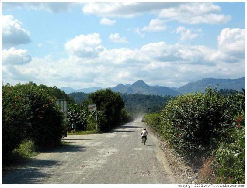 Road and mountains.