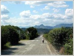 Road and mountains.