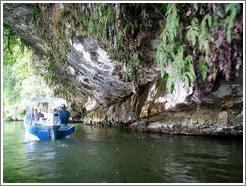 Boat under overhang.