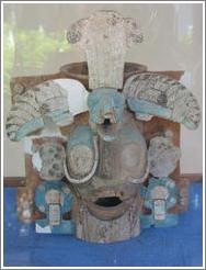 Tikal.  Ceramic face at the Ceramic Museum.