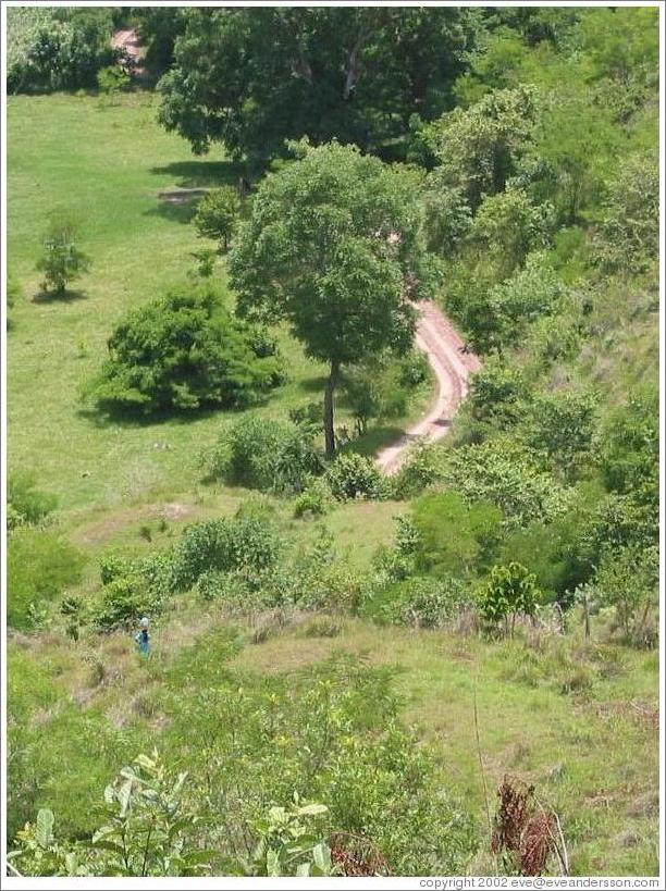 Trail to Los Sapos.  Woman in blue.