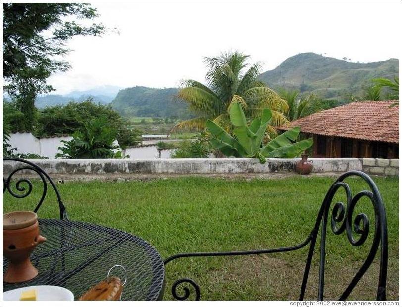 View from the hotel's outdoor breakfast table.