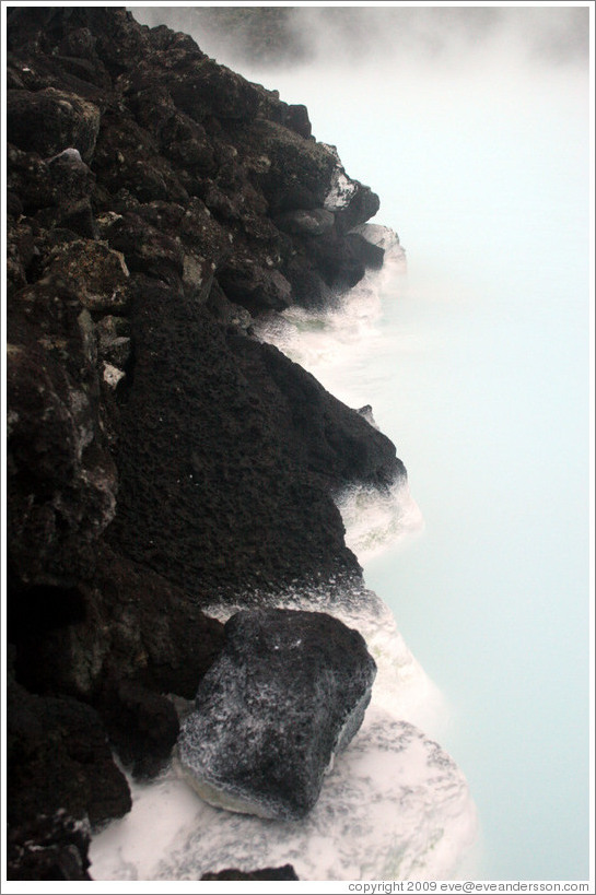 Silica sediment on volcanic rocks.  Blue Lagoon.