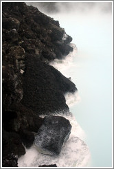 Silica sediment on volcanic rocks.  Blue Lagoon.