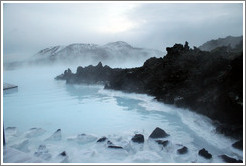 Silica sediment on volcanic rocks.  Blue Lagoon.