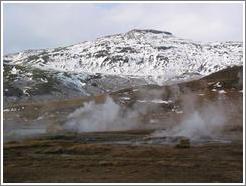 Steaming vents of hot steam near Geysir, the world's earliest known geyser.