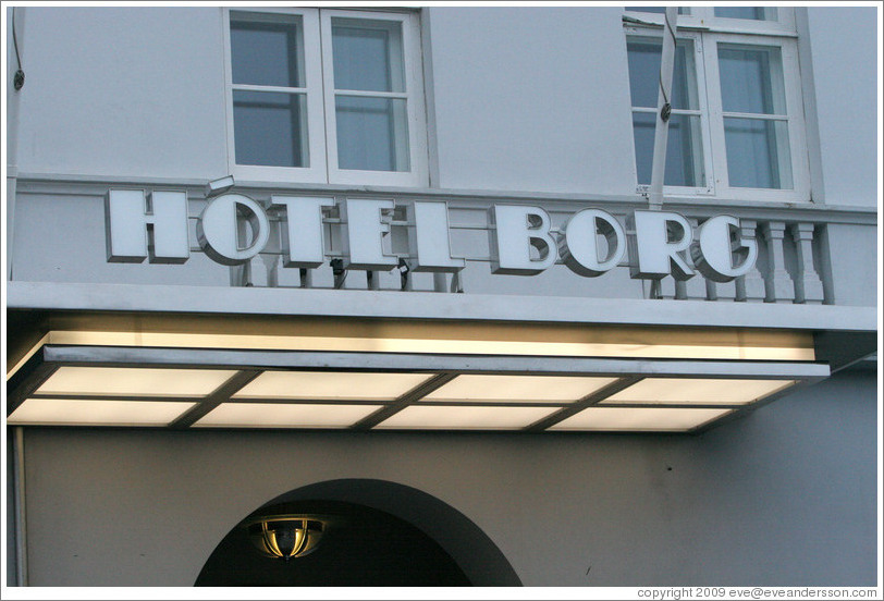 Hotel Borg sign.