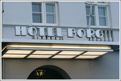 Hotel Borg sign.
