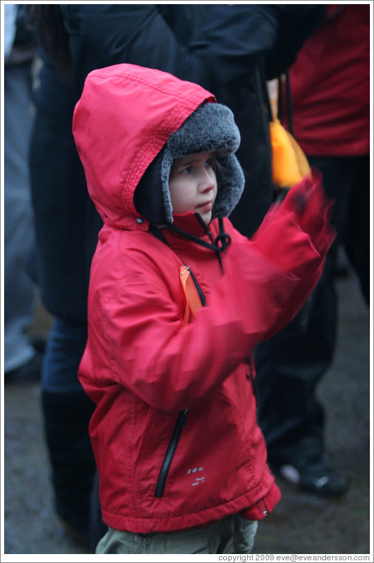 Reykjavik protest.  Boy clapping.