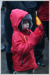 Reykjavik protest.  Boy clapping.