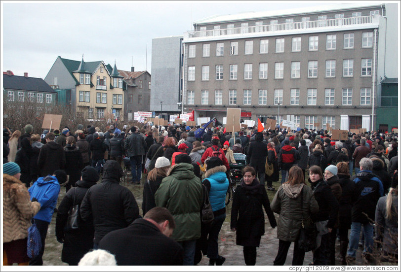 Protest in Reykjavik's Austurv?llur square.