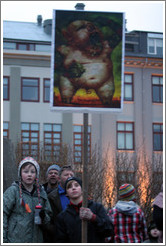 Reykjavik protest.  Pig sign.