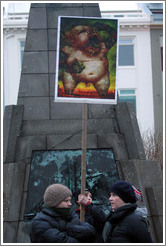 Reykjavik protest.  Pig sign.