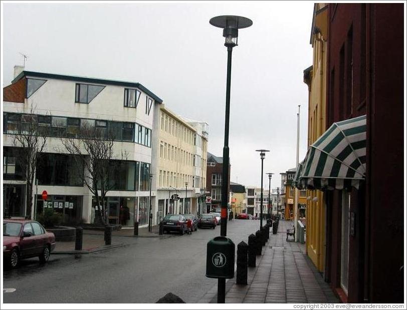 Sk&oacute;lav&ouml;r&eth;ust&iacute;gur, a street in old town Reykjavik.