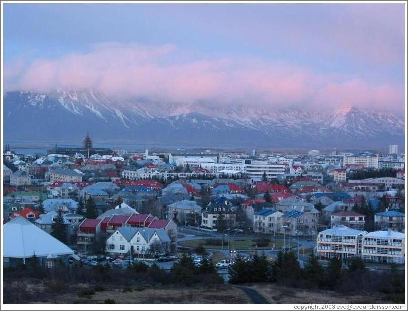 View of Reykjavik from the Perlan restaurant.