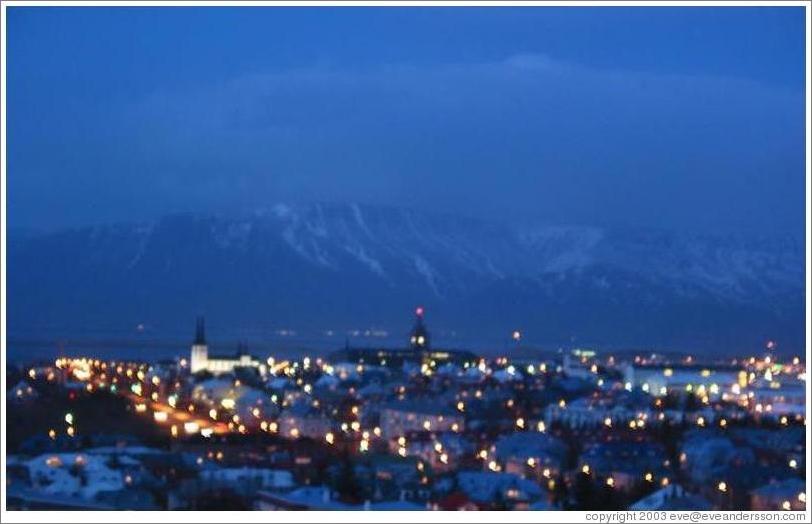 View of Reykjavik from the Perlan restaurant.