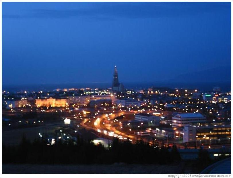 View of Reykjavik from the Perlan restaurant.