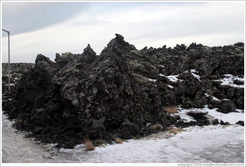 Snow-covered volcanic terrain.