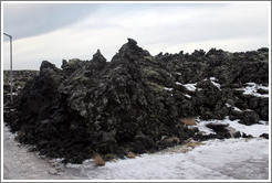 Snow-covered volcanic terrain.