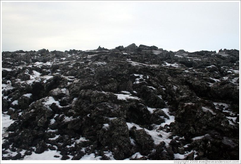 Snow-covered volcanic terrain.

