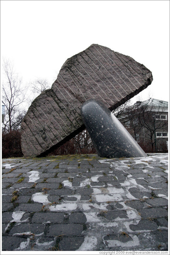 Whale tail sculpture given to Iceland by Latvia.