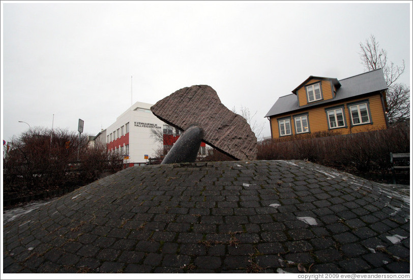Whale tail sculpture given to Iceland by Latvia.