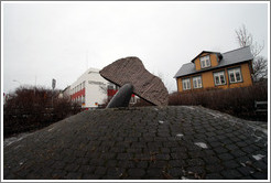 Whale tail sculpture given to Iceland by Latvia.