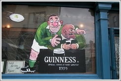 "Guinness Official Sponsor of Rugby World Cup" -- on a pub in Temple Bar, Dublin.