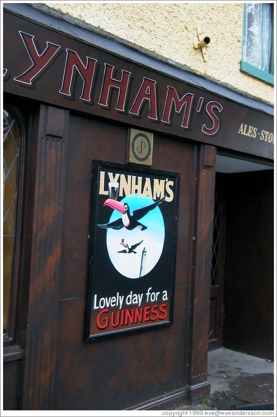 "Lovely Day for a Guinness" -- on a pub in a tiny town south of Dublin.