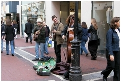 Musicians on the pedestrian-only Grafton Street.