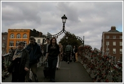 Crossing the most photographed bridge in Dublin.