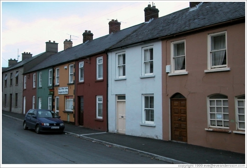 Row of colorful houses.