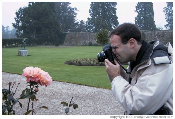 Philip Greenspun photographing a rose.