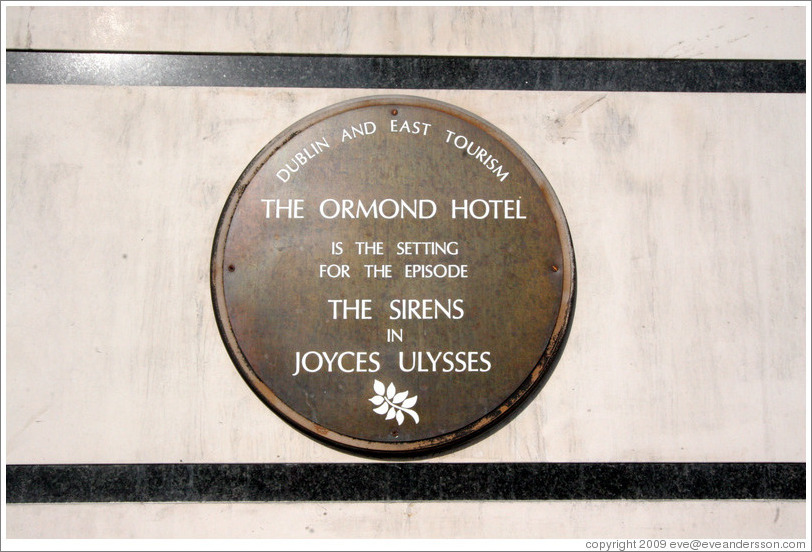 Ormond Hotel.  Setting of the episode of the Sirens in James Joyce's Ulysses.