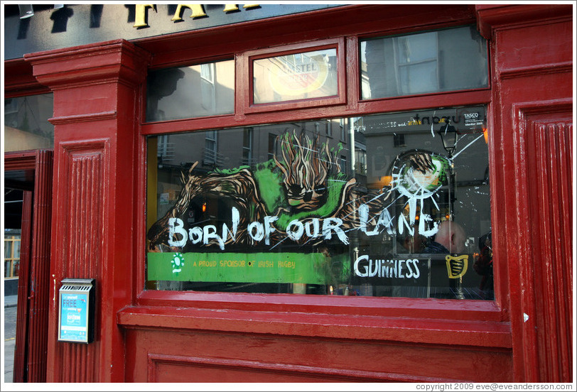 Guinness, born of our land.  Temple Bar.