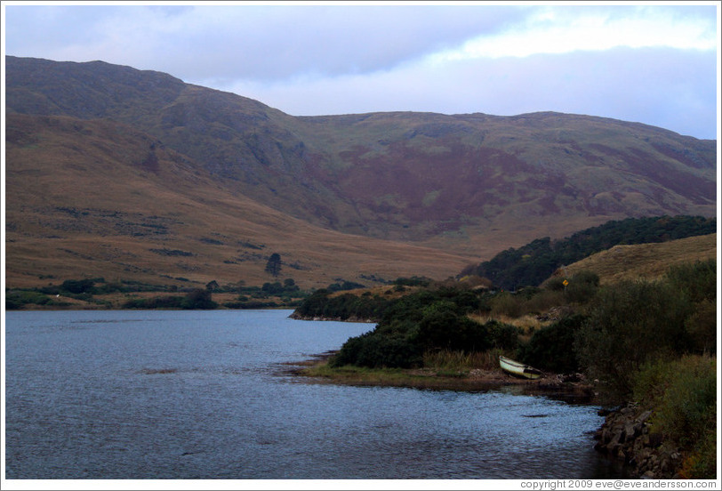 Connemara region of Ireland's west coast, with boat.