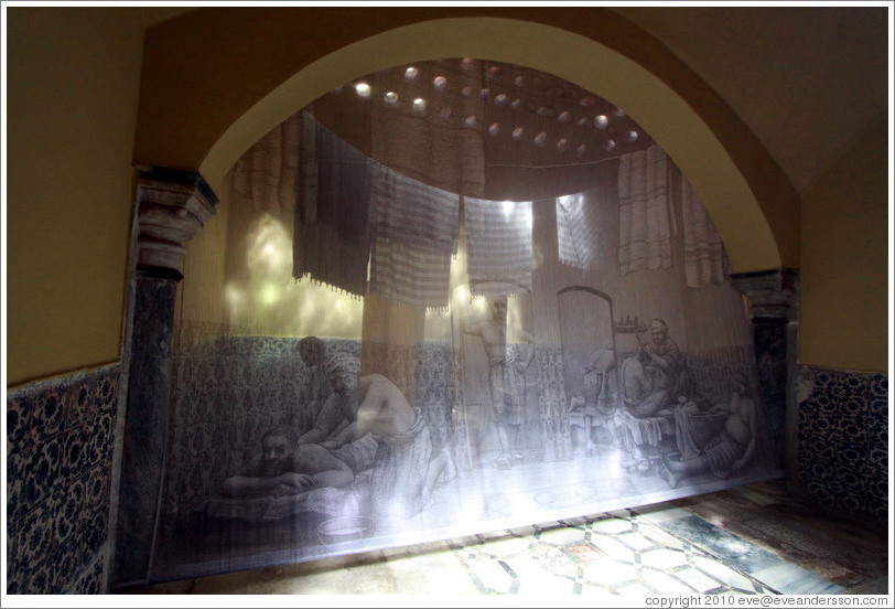 Cheezy display (among many cheezy displays) in Hamam al Basha (the Turkish Bath), old town Akko.