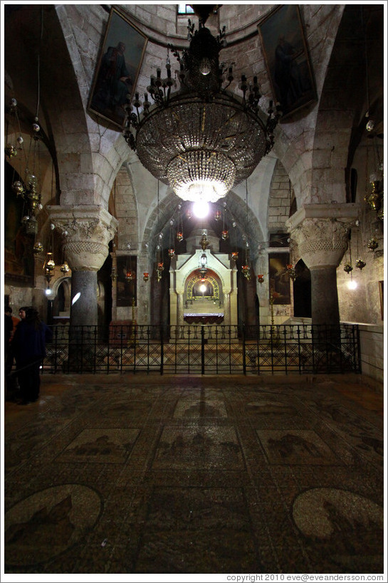 Armenian section of the Church of the Holy Sepulchre, with a mosaic floor.  Christian Quarter, Old City of Jerusalem.