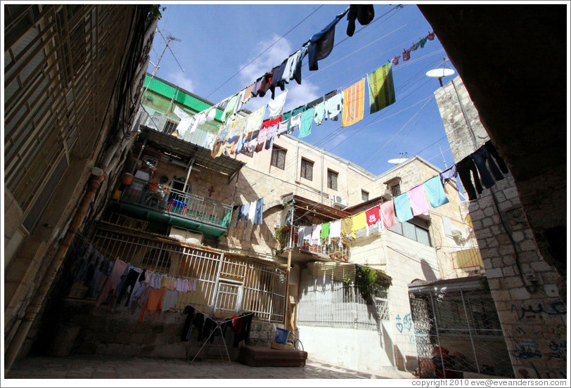 Courtyard with clotheslines.  Christian Quarter, Old City of Jerusalem.