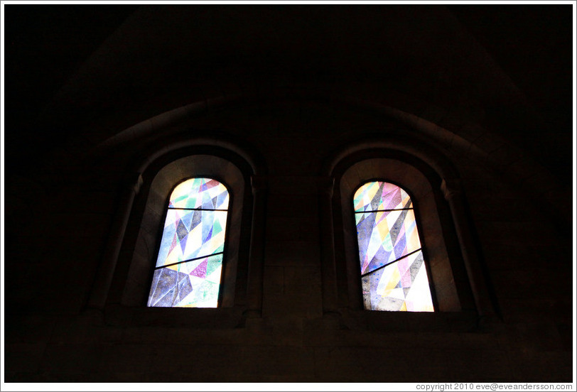 Stained glass windows.  Lutheran Church of the Redeemer, Christian Quarter, Old City of Jerusalem.